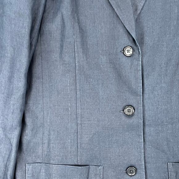 Eddie Bauer Linen Blazer Jacket Men's M Tall Navy Blue 3 Button Sport Coat - Picture 6 of 11